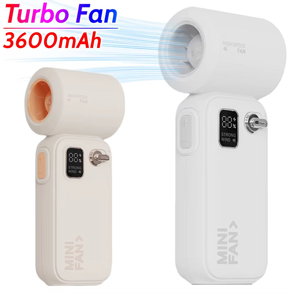 Handheld Turbo Fan 100 Speeds 3600Mah Portable Turbo Fan LED Display Electric Cooling Fan Mini Personal Fan for Home Office