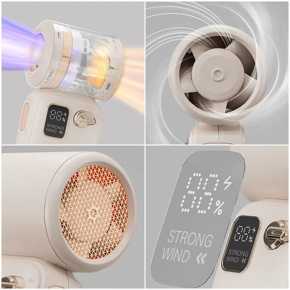 Handheld Turbo Fan 100 Speeds 3600Mah Portable Turbo Fan LED Display Electric Cooling Fan Mini Personal Fan for Home Office